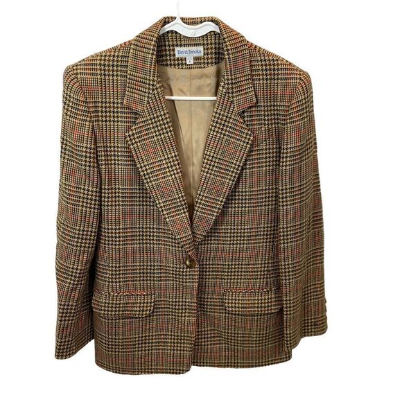 Vintage David Brooks 100% Wool Houndstooth‎ Blazer Size 8 - Picture 6 of 16
